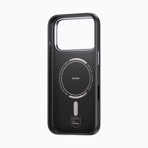 Benks magnetinis Armor Pro Kevlar dėklas su metaliniu rėmeliu 600D (A070) Iphone 17 Pro Max telefonui juodas (su fotoaparato valdymo mygtuku)