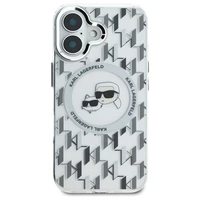 Karl Lagerfeld IML Monogram Karl & Choupette Head Magnetinis dėklas telefonui iPhone 16 - skaidrus