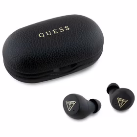 Guess Bluetooth ausinės GUTWSPGTSPSK TWS + įkrovimo stotelė juodos/juodos grūdėtas klasikinis logotipas