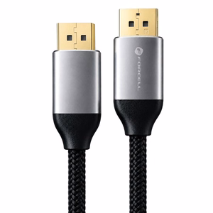Forcell DisplayPort 2.1 laidas, 16K/60 Hz, 8K/120 Hz, 4K/240 Hz, HDR, Ethernet, G-SYNC / FreeSync, 80 Gb/s, 2 m – juodas