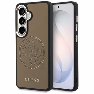 Guess dėklas Perforated Logo MagSafe skirtas Samsung Galaxy S26 rudas