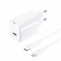 FONENG tinklo įkroviklis EU65 PD 20W 1xUSB-C + laidas USB-C - Lightning baltas