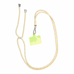 SWING (6mm) telefono dirželis, telefono pakabukas su reguliuojamu ilgiu / virvelės ilgis 165 cm (maks. 82,5 cm kilpoje) / ant peties arba kaklo – pilkas–geltonas