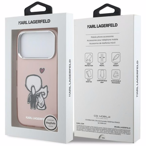Karl Lagerfeld Karl & Choupette Back MagSafe Dėklas for iPhone 17 Pro Max - rožinis
