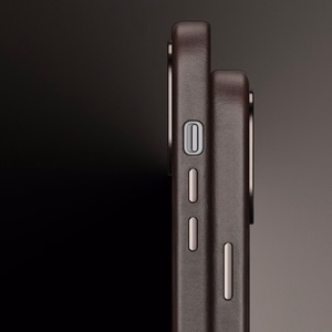 Dux Ducis Naples dėklas iPhone 14 Plus odinis dėklas (suderinamas su MagSafe) tamsiai rudas