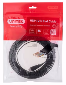UNITEK HDMI CABLE 2.0 4K60HZ FLAT 5M C11063BK-5M - Kabel - Digital/Display/Video HDMI kabelis 5 m HDMI A tipo (standartinis) Juoda