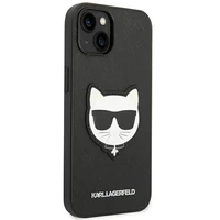 Karl Lagerfeld Saffiano Choupette Head Patch dėklas telefonu iPhone 14 Plus - juodas