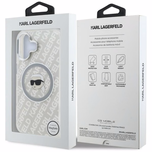 Karl Lagerfeld IML Karl Head Logo MagSafe dėklas iPhone 16 - pilkas