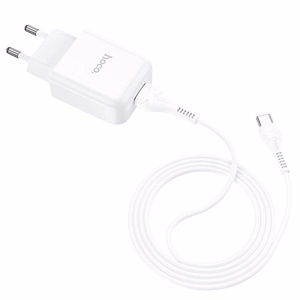 Įkroviklis Hoco USB A 2A 10W + kabelis USB A į USB C N2 baltas