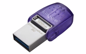 Kingston Technology DataTraveler microDuo 3C USB atmintinė 64 GB USB Type-A / USB Type-C 3.2 Gen 1 (3.1 Gen 1) violetinė, nerūdijantis plienas