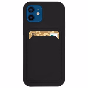 Card Case silikoninis dėklas piniginė su kortelių skyriumi Samsung Galaxy A73 juodas