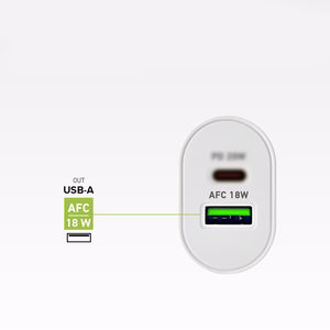SBS TETRPD20W 20W USB-A USB-C sieninis įkroviklis su Power Delivery - baltas
