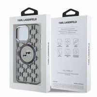 Karl Lagerfeld IML Monograma Karl & Choupette Head MagSafe dėklas iPhone 15 Pro Max - juodas