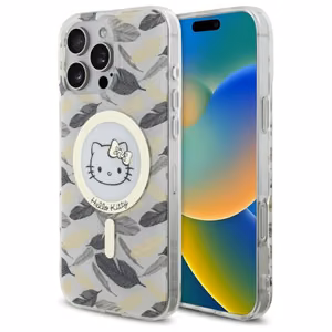 Hello Kitty IML Golden Leaves MagSafe dėklas telefonui iPhone 16 Pro Max - baltas