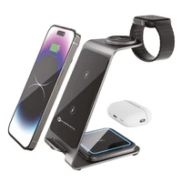 Forcell F-ENERGY Simply Charge 3in1 aliuminis suderinamas su Apple Watch ir Samsung Watch pilkas