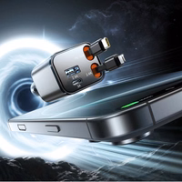 Automobilinis įkroviklis Joyroom "JR-CCL05" juodas 30W (1xPD / 1xQC3.0) + "Lightning" ir "Type-C" laidas