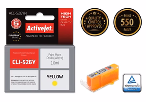 Activejet ACC-526YN – geltono rašalo kasetė, pakeičia Canon CLI-526Y, 10 ml, Supreme
