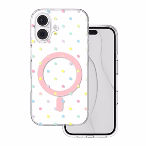 Bubble Dots Mag dėklas, skirtas iphone 16 6,1", baltas