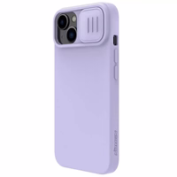 Dėklas Nillkin CamShield Silky Silicone Apple iPhone 15 Plus šviesiai violetinis