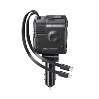 XO automobilinis įkroviklis CC66 104W 1x USB 1x USB-C juodas su kabeliu USB-C ir kabeliu Lightning
