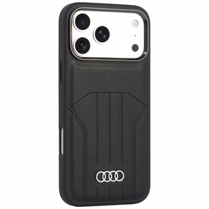 Audi sintetinės odos dėklas, skirtas iPhone 18 Pro Max / 17 Pro Max, suderinamas su MagSafe – juodas