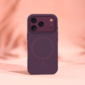 Thin Mag silikoninis dėklas, skirtas iPhone 17 Pro 6,3″ / iPhone 18 Pro 6,3″, tamsiai vyšninės spalvos