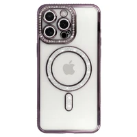Bling Magnetinis dėklas telefonui Iphone 16 Pro violetinis