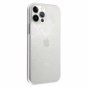 Guess GUHCP12M3D4GTR iPhone 12/12 Pro 6.1" skaidrus kietas dėklas 4G 3D rašto kolekcija