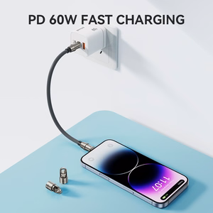BWOO dirželis kabelis USB-C - USB-C 0.3m 60W su dirželiu