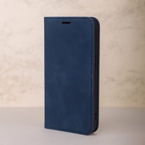Išmanusis Suede dėklas for Samsung Galaxy A17 4G / A17 5G / A26 5G tamsiai mėlynas