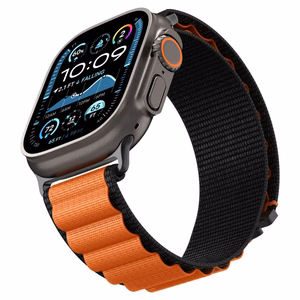 SPIGEN WBF1 dirželis APPLE WATCH 6 / 7 / 8 / 9 / 10 / SE / ULTRA 1 / 2 (44 / 45 / 46 / 49 MM) juodas/oranžinis