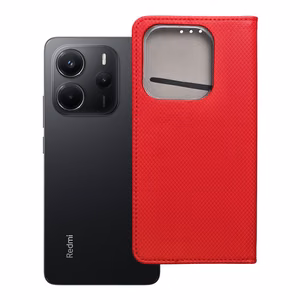 SMART CASE knygos tipo dėklas telefonui XIAOMI Redmi Note 14 4G (GLOBAL - 163,25mm x 76,55mm x 8,16mm) raudonas