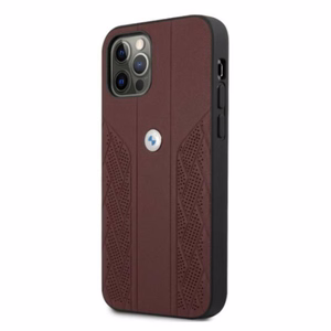 BMW Odinis išlenktas perforuotas dėklas iPhone 12 Pro Max - raudonas