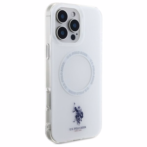 US Polo IML Ring MagSafe iPhone 16 Pro dėklas - baltas