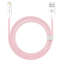 Blavec Kabelis Candy pynėtas - USB to Lightning - 2,4A 2 metres Apple CarPlay (CCA-UL24P20) rožinis