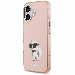 Karl Lagerfeld IML Aquarelle Choupette & Logo MagSafe case for iPhone 17 pink