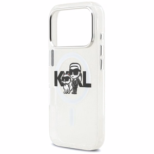 Karl Lagerfeld IML Glitter Karl & Choupette Sketch Logo MagSafe чехол для iPhone 17 Pro - прозрачный