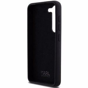 Karl Lagerfeld silikoninis Ikonik metalinis smeigtukas dėklas telefonui Samsung Galaxy S23 - juodas