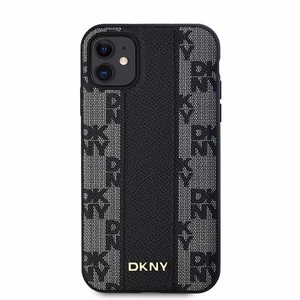 DKNY Odinis langeliais raštuotas magnetinis dėklas iPhone 11 / Xr - juodas