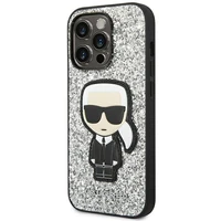 Karl Lagerfeld KLHCP14XGFKPG iPhone 14 Pro Max 6.7 "kietas dėklas sidabrinis / sidabrinis Blizgančios Dalelės Ikonik