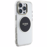 Guess IML Metal Colored Circle Classic Logo Magnetinis dėklas telefonui iPhone 16 Pro - juodas