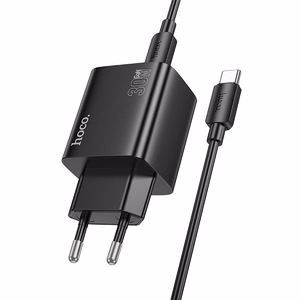 Įkroviklis telefonui Hoco 2 x USB C + 2 x USB A QC3.0 PD 3A 30W + kabelis USB C į USB C N56 juodas