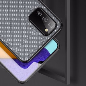 Dux Ducis Fino dėklas telefonui padengtas nailono medžiaga Samsung Galaxy A03s pilkas