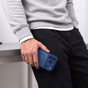 Tech-Protect MagPeak MagSafe CC dėklas, skirtas iPhone 18 Pro Max / 17 Pro Max, matinis tamsiai mėlynas