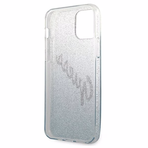 Guess GUHCP12MPCUGLSBL iPhone 12/12 Pro 6.1" mėlynas kietasis dėklas Glitter Gradient Script