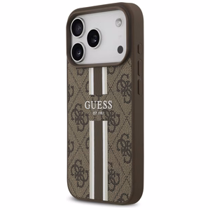 GUESS dėklas telefonui IPHONE 17 Pro, suderinamas su MagSafe GUHMP17LP4RPSW (4G Printed Stripes), rudas