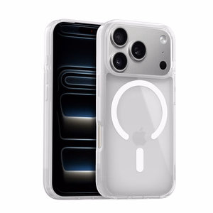 Crong Hybrid Matte Magnetic MagSafe dėklas, skirtas iPhone 17 Pro, baltas
