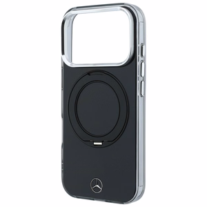 Mercedes Iconic Logo dėklas, skirtas iPhone 18 Pro Max / 17 Pro Max, su žiedu-stovu, suderinamas su MagSafe – juodas
