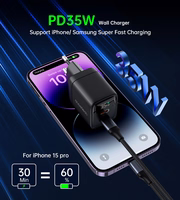 Kroviklis CHOETECH GaN 2xUSB Type-C: 35W, PD