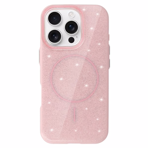 Magnetinis Itin Plonas Blizgus dėklas Iphone 13 Pro Max šviesiai rožinė